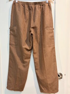 Hot Cotton Brown Linen Cotton Cargo Pants Size M